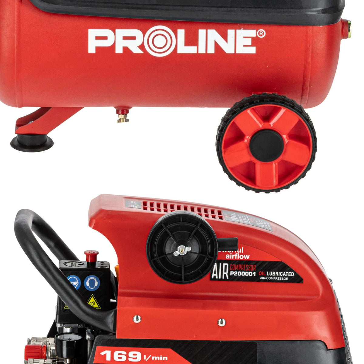 Compresor aer cu ulei, 50 L, 1500 W, 8 bar, 169 L/min, mobil PROLINE P200002