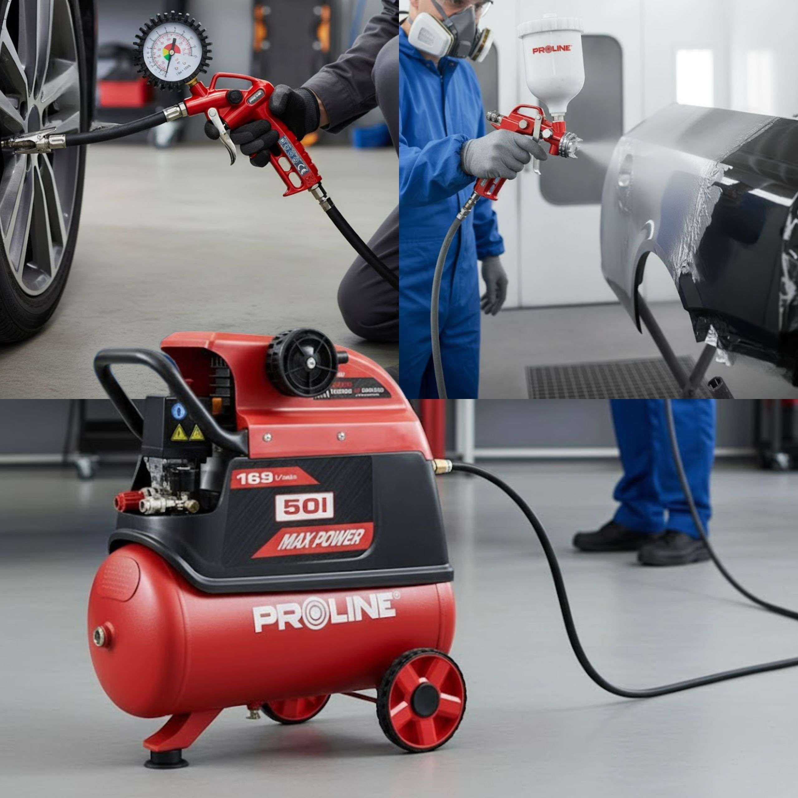 Compresor aer cu ulei, 50 L, 1500 W, 8 bar, 169 L/min, mobil PROLINE P200002