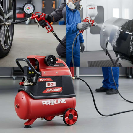 Compresor aer cu ulei, 50 L, 1500 W, 8 bar, 169 L/min, mobil PROLINE P200002