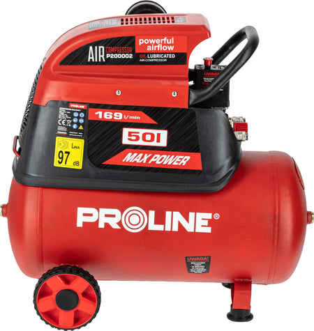 Compresor aer cu ulei, 50 L, 1500 W, 8 bar, 169 L/min, mobil PROLINE P200002