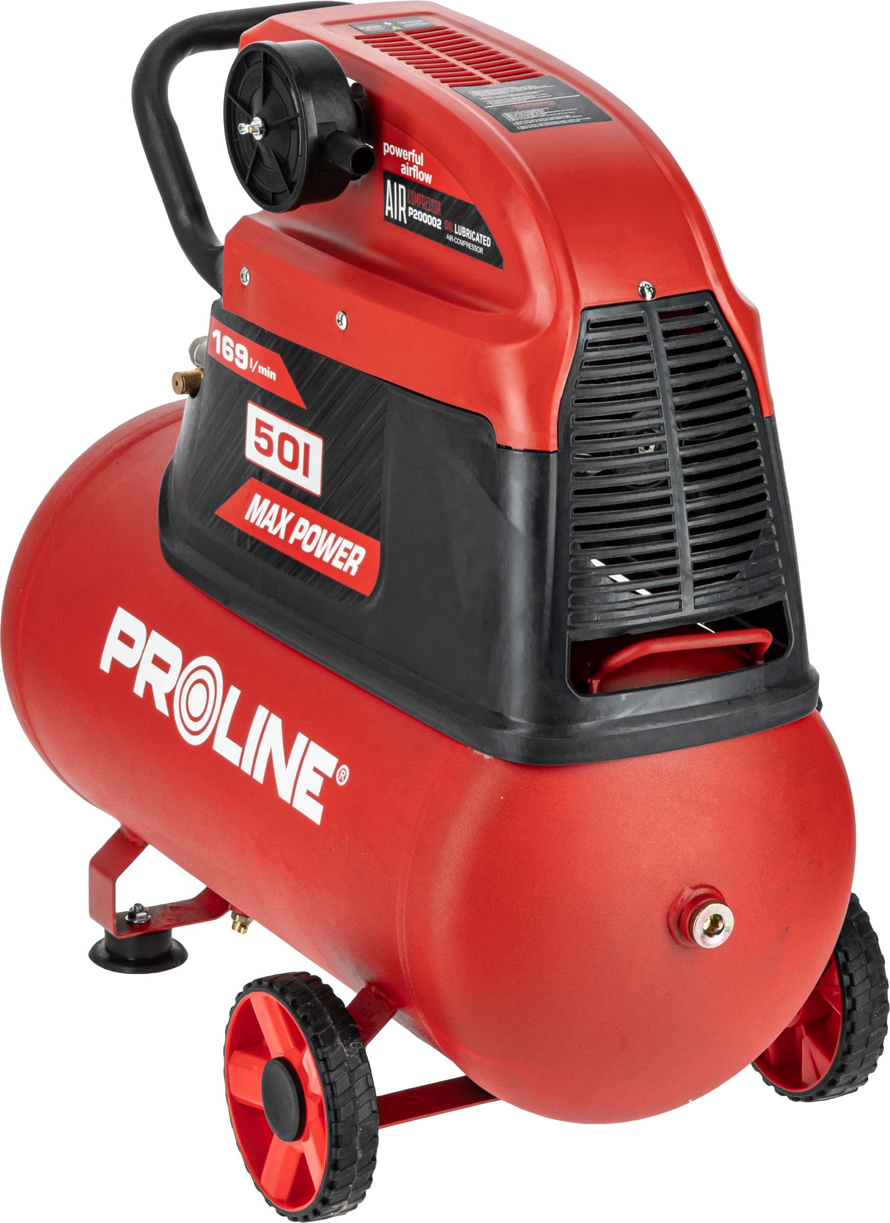 Compresor aer cu ulei, 50 L, 1500 W, 8 bar, 169 L/min, mobil PROLINE P200002