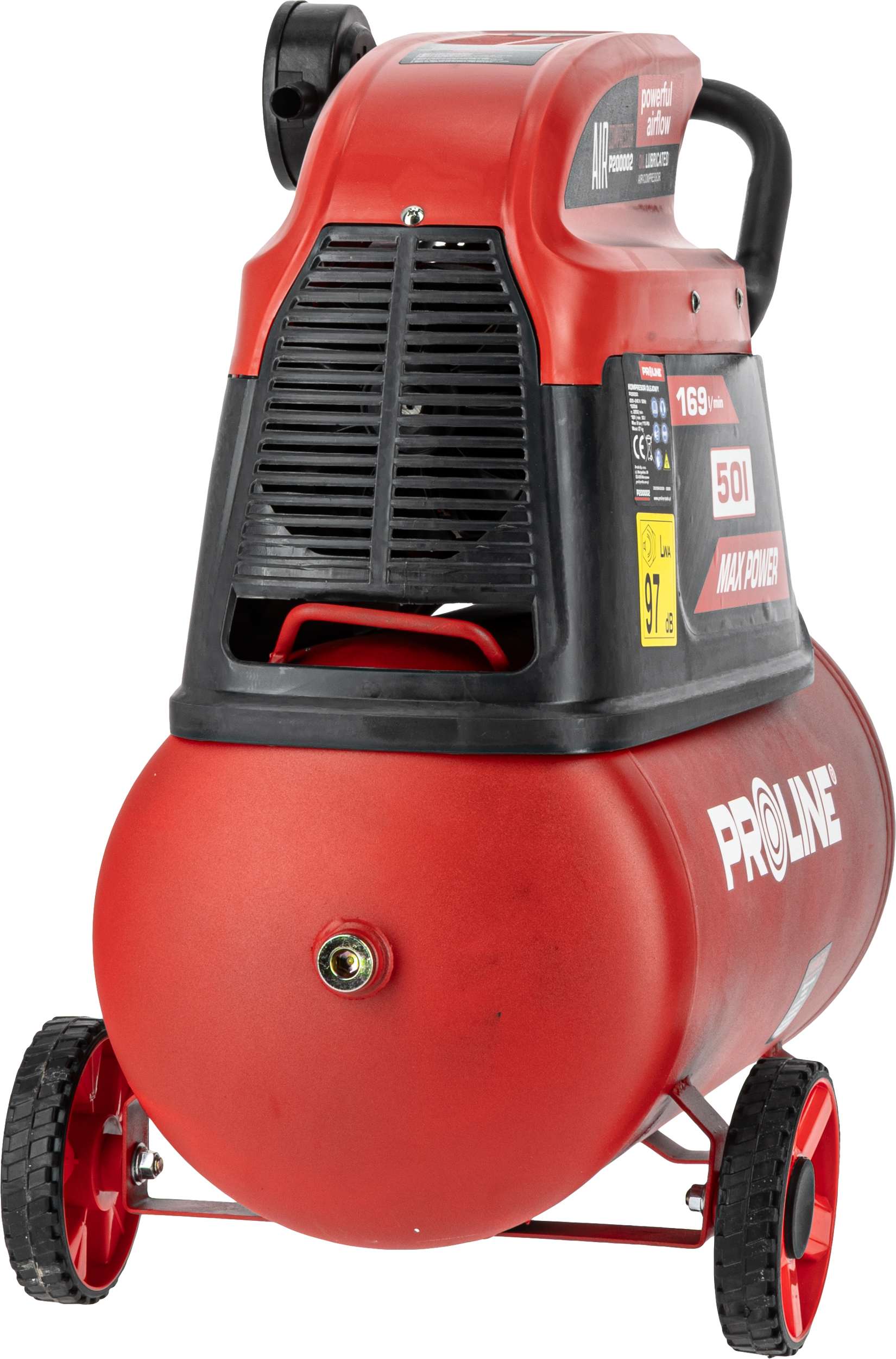 Compresor aer cu ulei, 50 L, 1500 W, 8 bar, 169 L/min, mobil PROLINE P200002