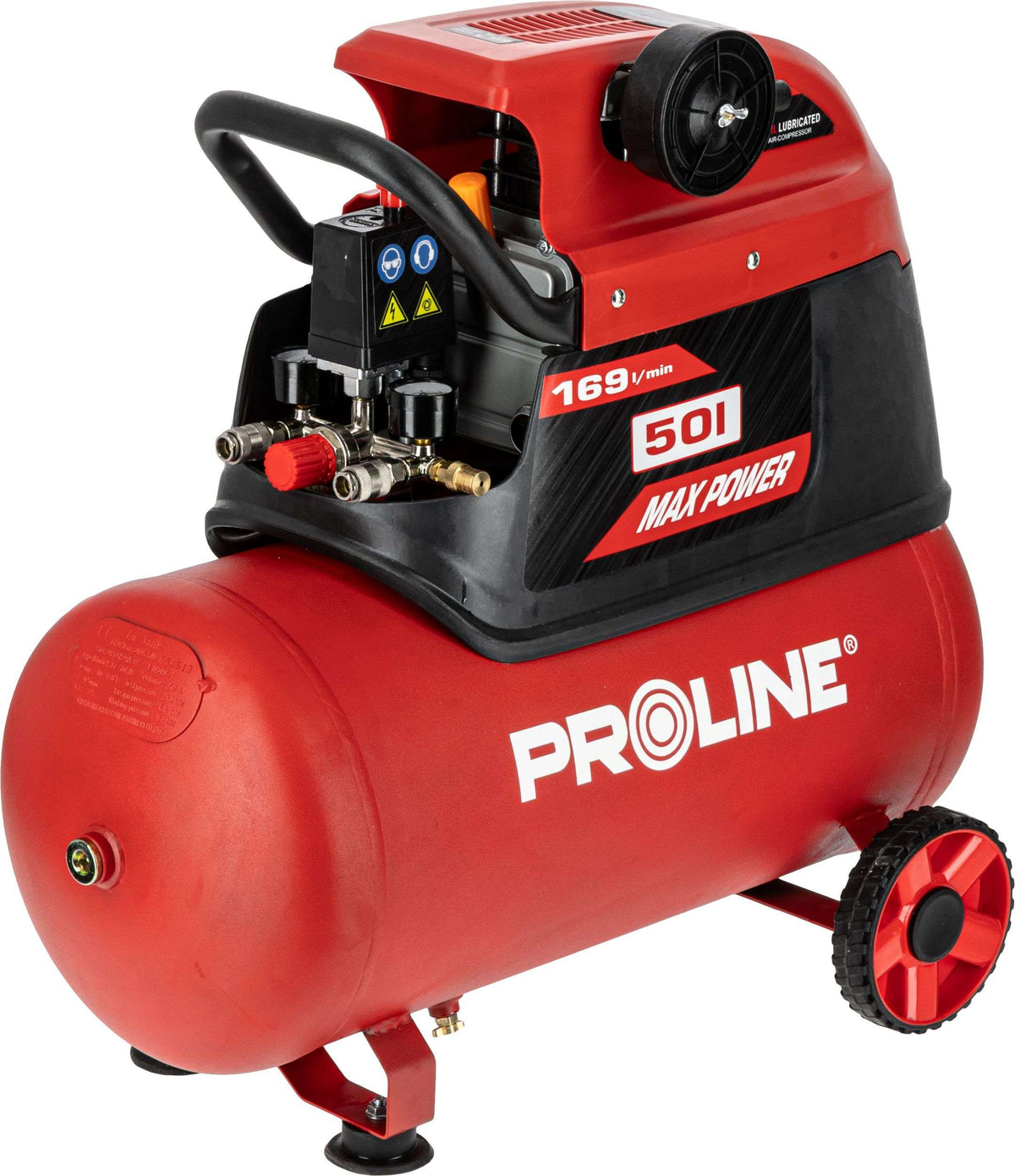 Compresor aer cu ulei, 50 L, 1500 W, 8 bar, 169 L/min, mobil PROLINE P200002