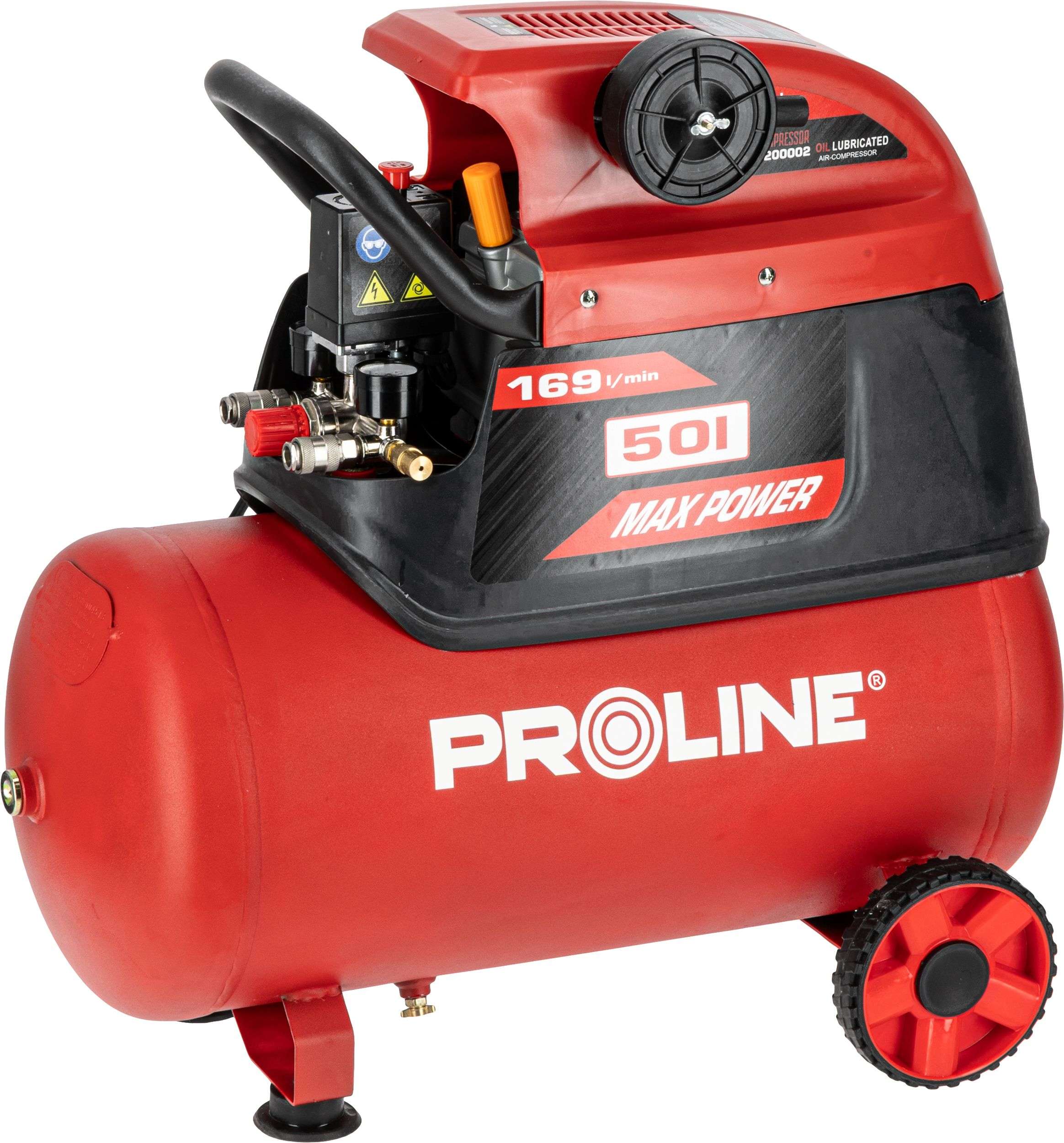 Compresor aer cu ulei, 50 L, 1500 W, 8 bar, 169 L/min, mobil PROLINE P200002