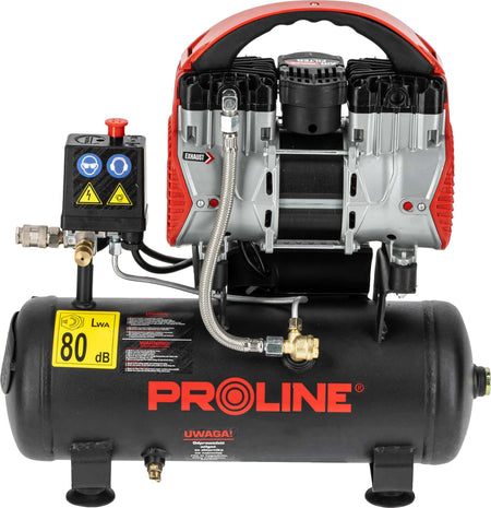 Compresor aer fără ulei, 750 W, 167 L/min, 8 bar, rezervor 9 L, super silențios PROLINE P200003