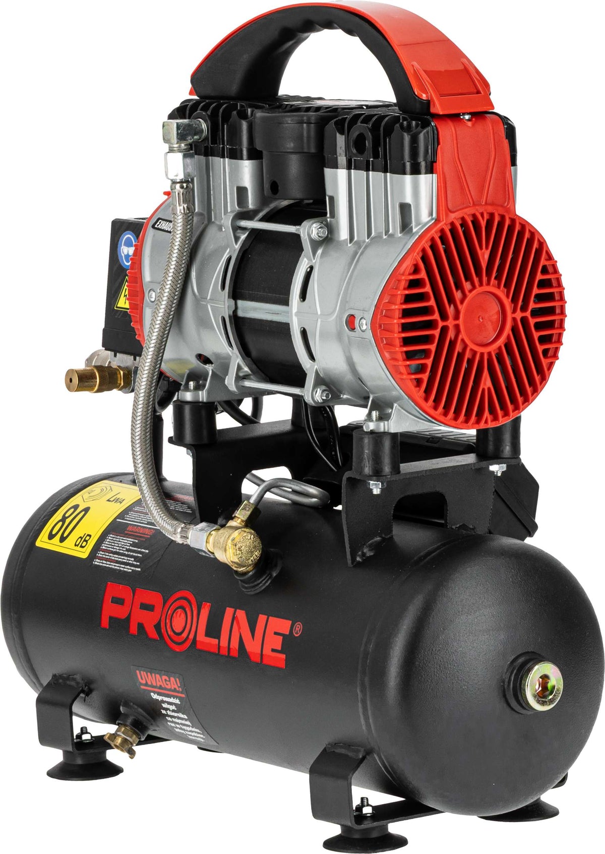 Compresor aer fără ulei, 750 W, 167 L/min, 8 bar, rezervor 9 L, super silențios PROLINE P200003