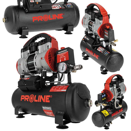 Compresor aer fără ulei, 750 W, 167 L/min, 8 bar, rezervor 9 L, super silențios PROLINE P200003