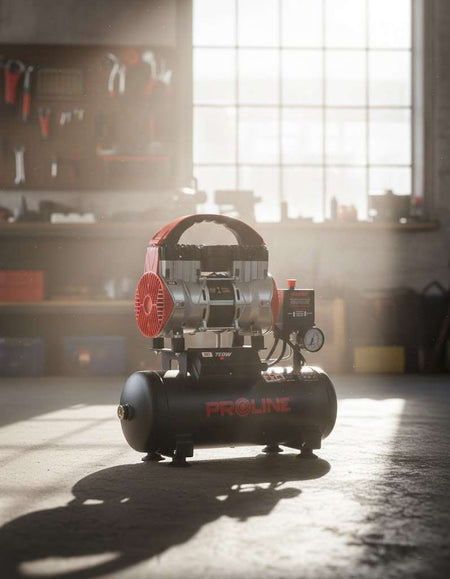 Compresor aer fără ulei, 750 W, 167 L/min, 8 bar, rezervor 9 L, super silențios PROLINE P200003