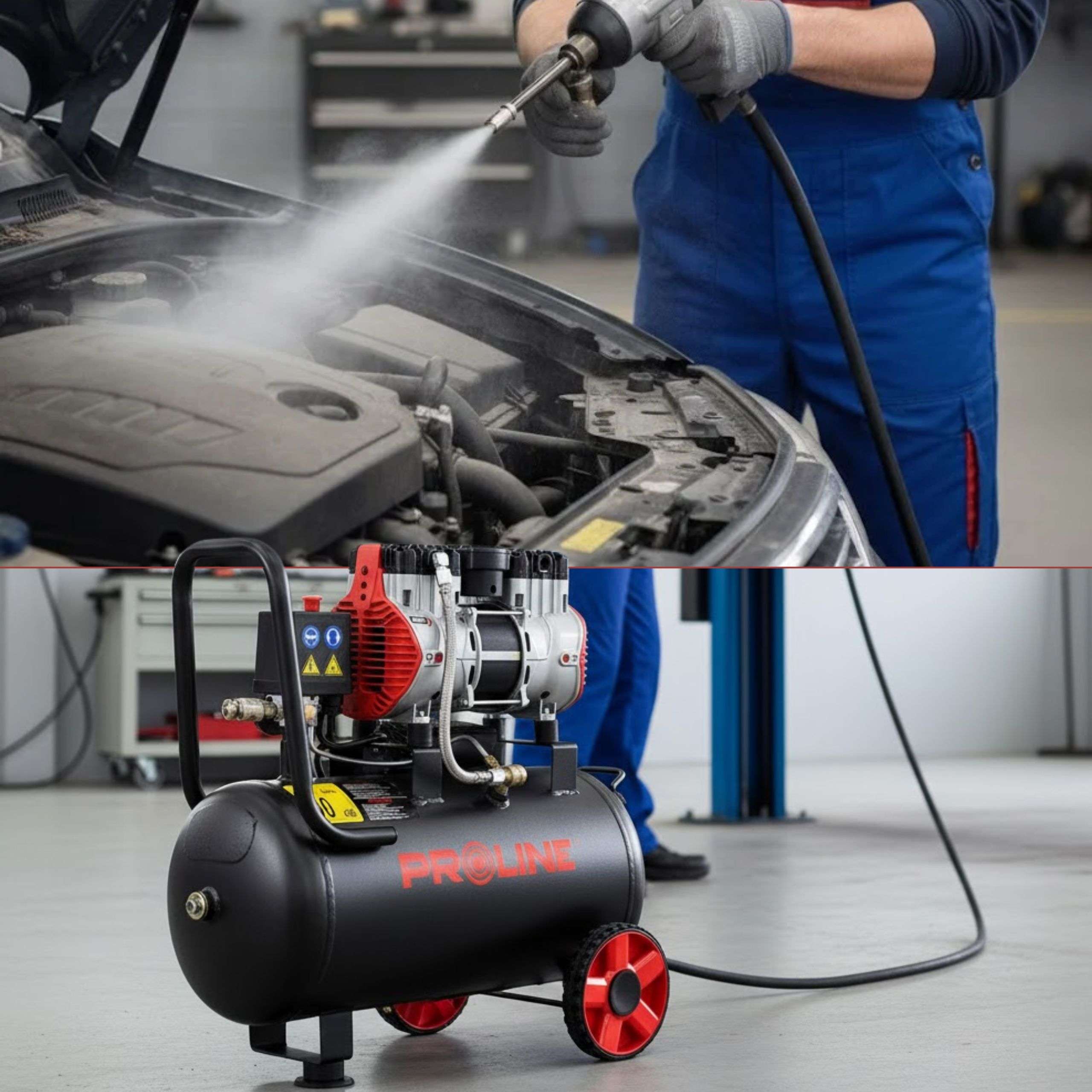 Compresor aer fără ulei, 750 W, 8 bar, 167 L/min, 24 L, silențios PROLINE P200004