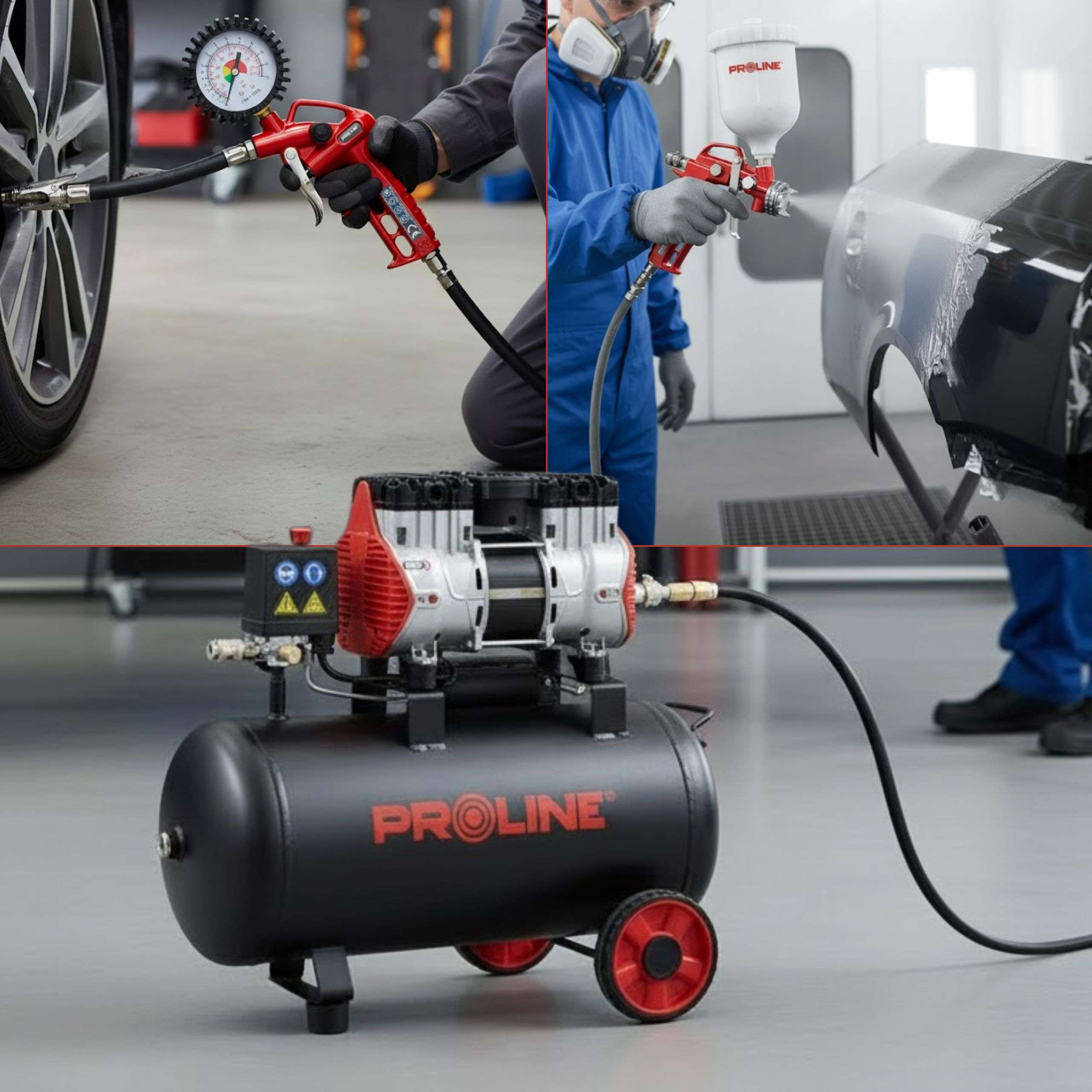 Compresor aer fără ulei, 750 W, 8 bar, 167 L/min, 24 L, silențios PROLINE P200004