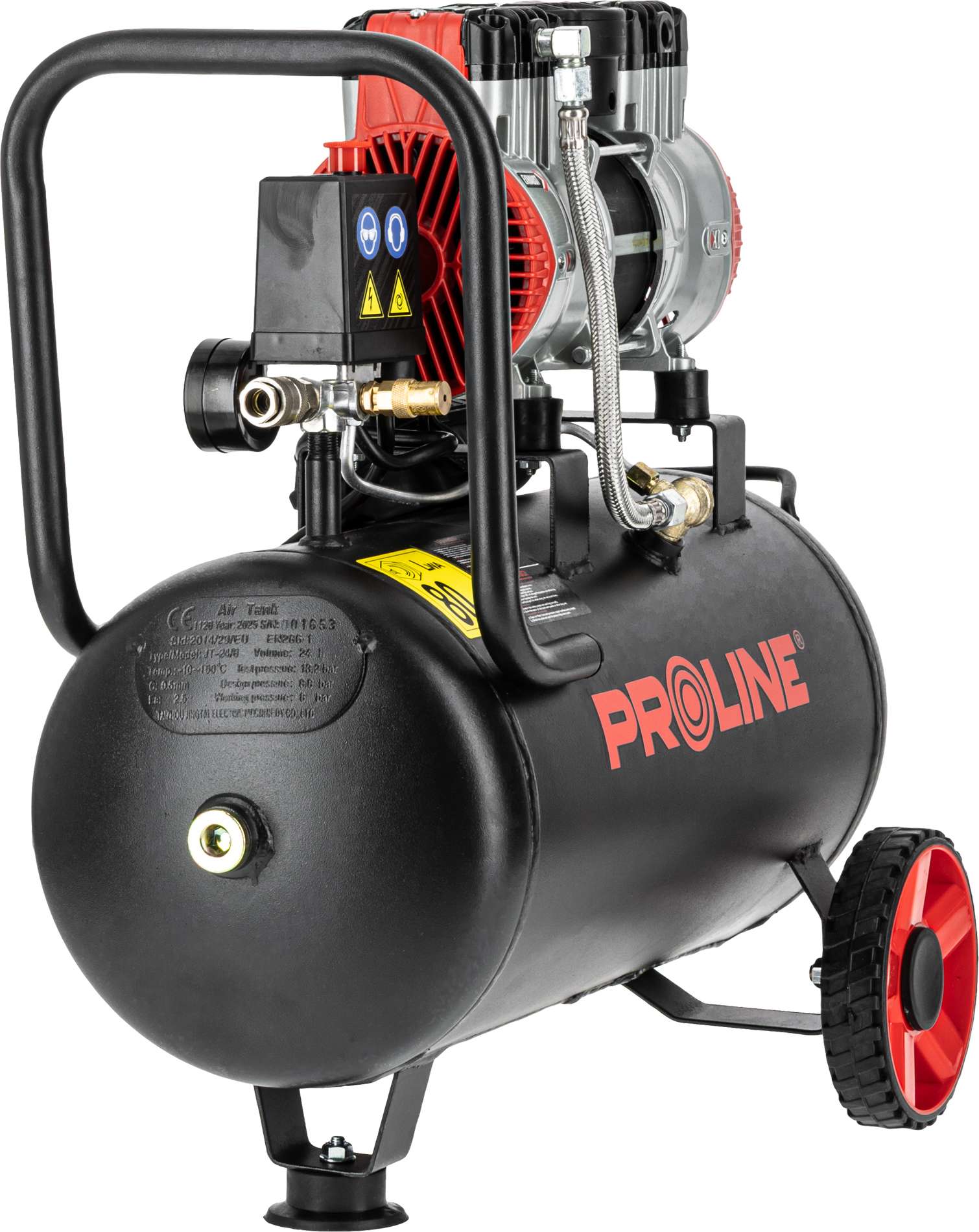 Compresor aer fără ulei, 750 W, 8 bar, 167 L/min, 24 L, silențios PROLINE P200004