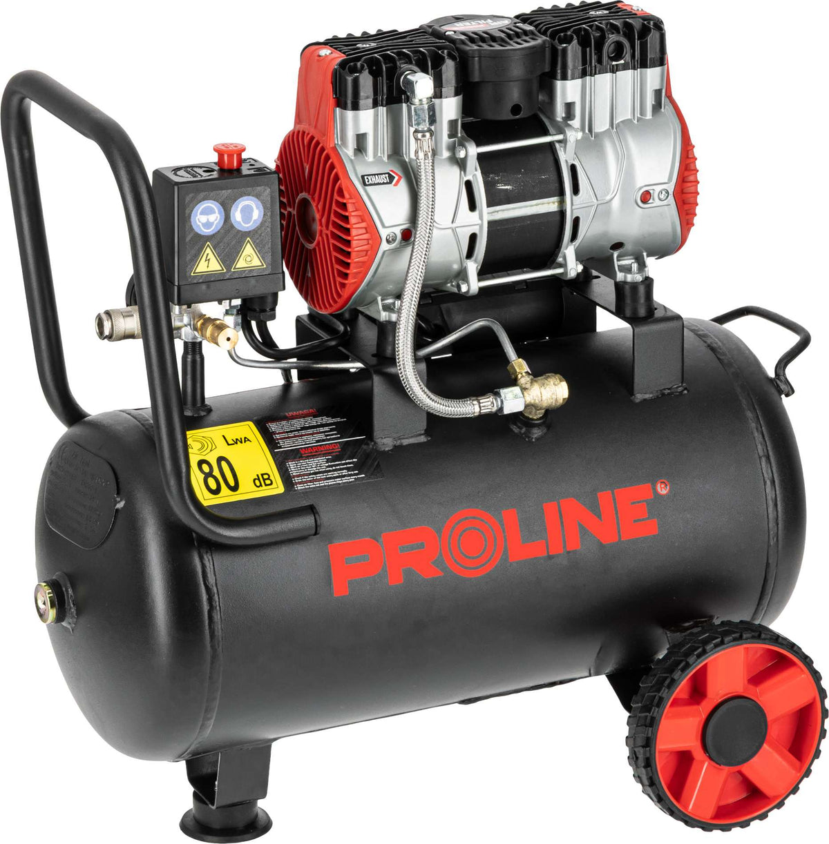 Compresor aer fără ulei, 750 W, 8 bar, 167 L/min, 24 L, silențios PROLINE P200004