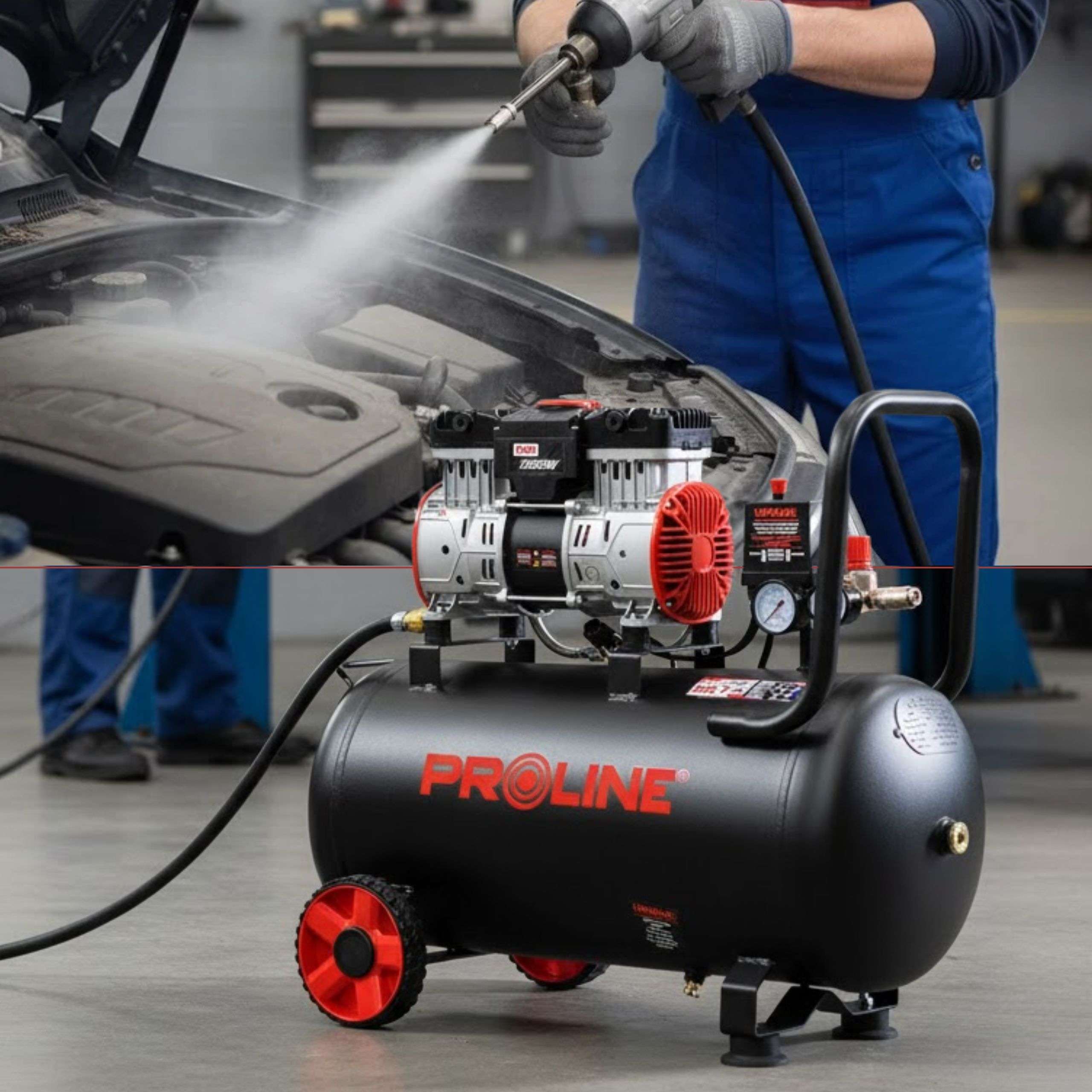 Compresor aer fără ulei, 750 W, 8 bar, 254 l/min, rezervor 50 l - Proline P200005