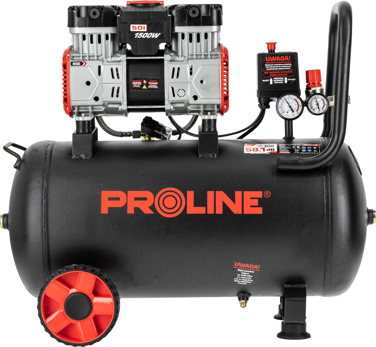 Compresor aer fără ulei, 750 W, 8 bar, 254 l/min, rezervor 50 l - Proline P200005