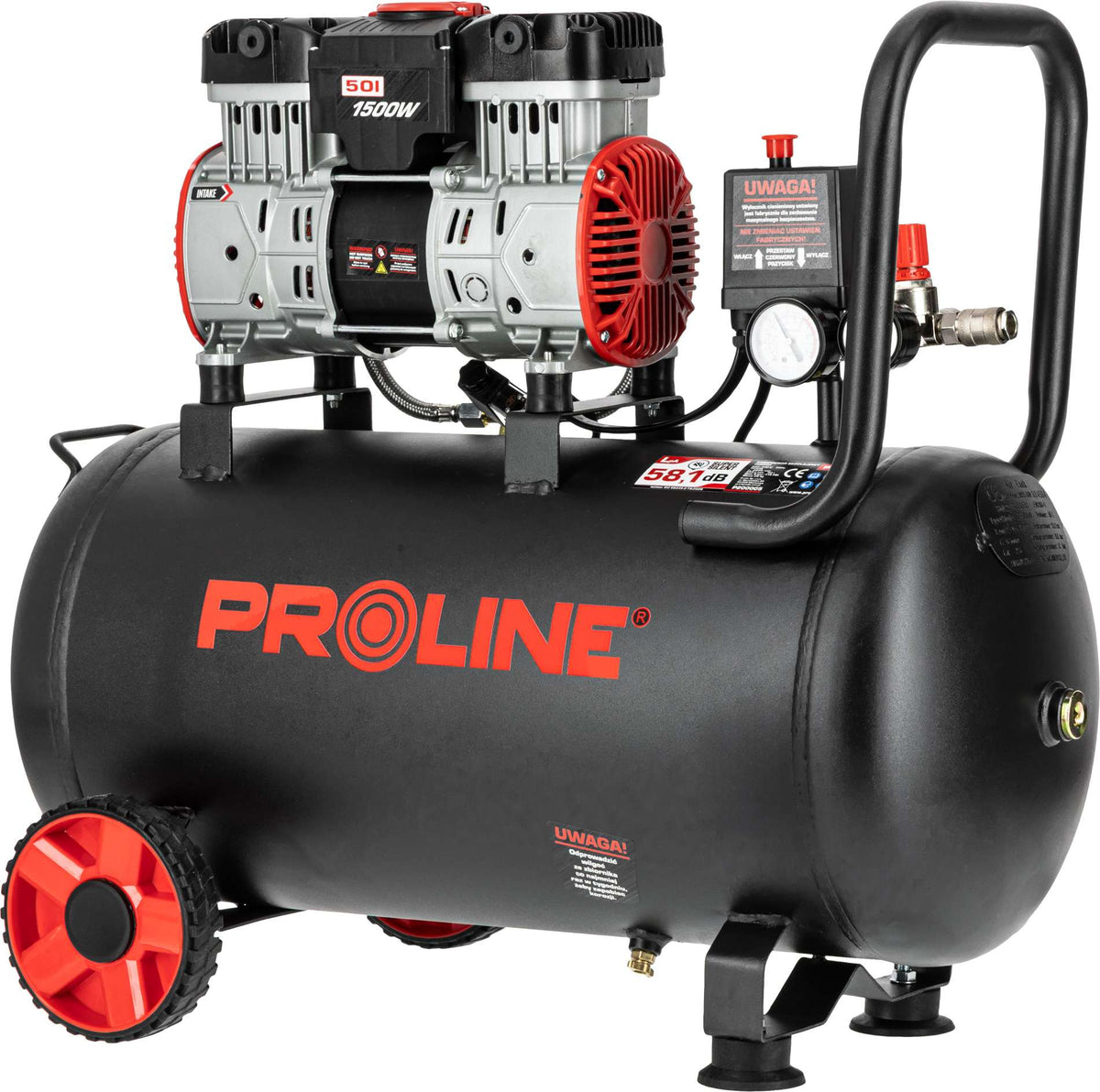 Compresor aer fără ulei, 750 W, 8 bar, 254 l/min, rezervor 50 l - Proline P200005