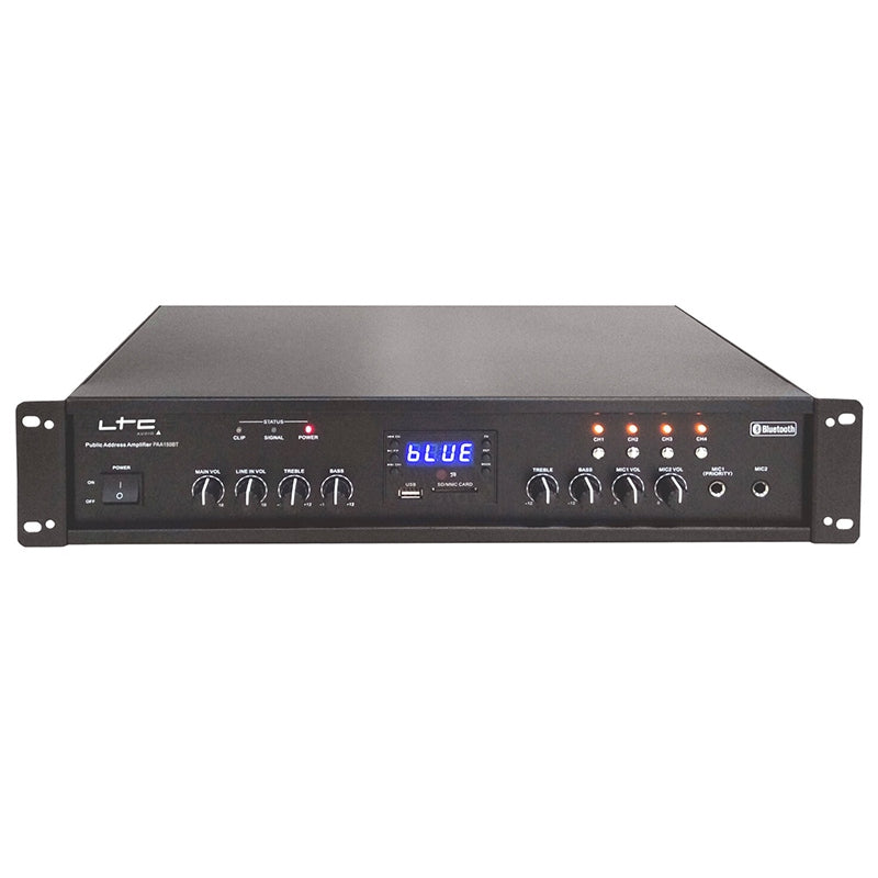 Amplificator linie 150W, USB, Bluetooth, 4 zone, telecomandă, carcasă metalică LTC PAA150BT