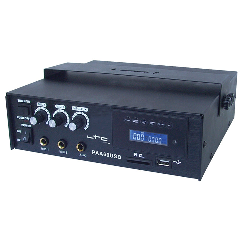 Amplificator PA 60 W cu USB/SD-MP3, sirenă, afișaj LCD, LTC PAA60USB