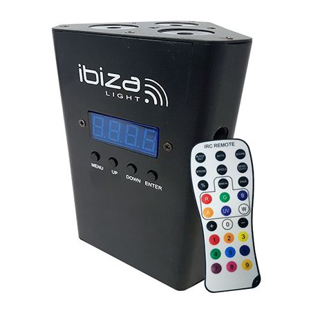 Proiector LED portabil RGBW 4W×3 cu acumulator 4000 mA și DMX Ibiza Light PAR-TRUSS-BAT