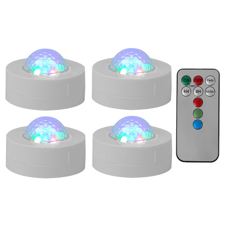 Pachet 4 mini Astro RGB cu stroboscop și telecomandă Party PARTY-4ASTRO