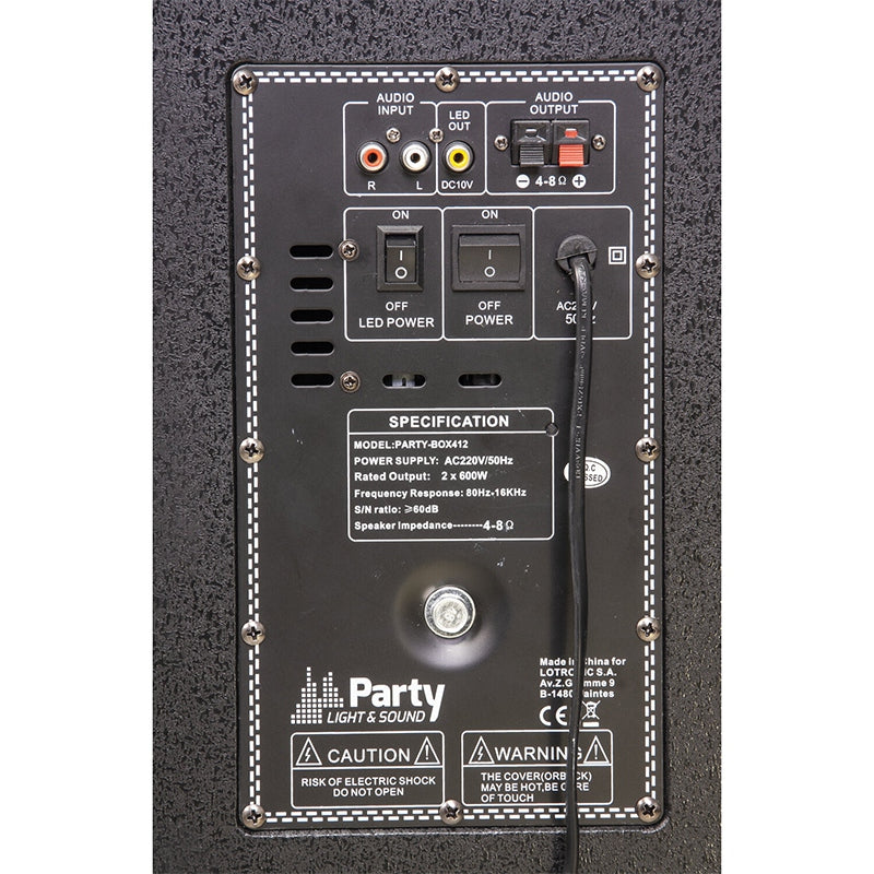 Set 2 Boxe 2x12"/30cm 1200w Cu Usb/Sd/Aux/Bluetooth + Telecomanda PARTY-BOX412