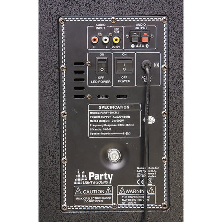 Set 2 Boxe 2x12"/30cm 1200w Cu Usb/Sd/Aux/Bluetooth + Telecomanda PARTY-BOX412