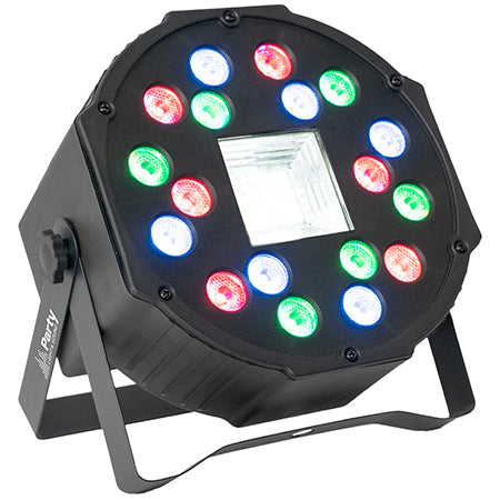 PAR LED cu stroboscop, 18 LED × 0,75W, efect disco, DMX, Ibiza Light PARTY-PAR-STR