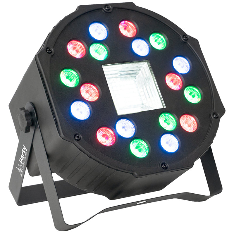 PAR LED cu stroboscop, 18 LED × 0,75W, efect disco, DMX, Ibiza Light PARTY-PAR-STR