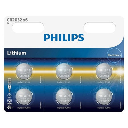 Set baterii litiu CR2032 de 3 V, blister cu 6 bucăți Philips PH-CR2032P6/0