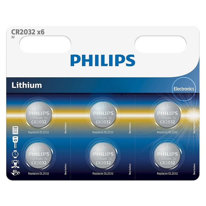 Set baterii litiu CR2032 de 3 V, blister cu 6 bucăți Philips PH-CR2032P6/0