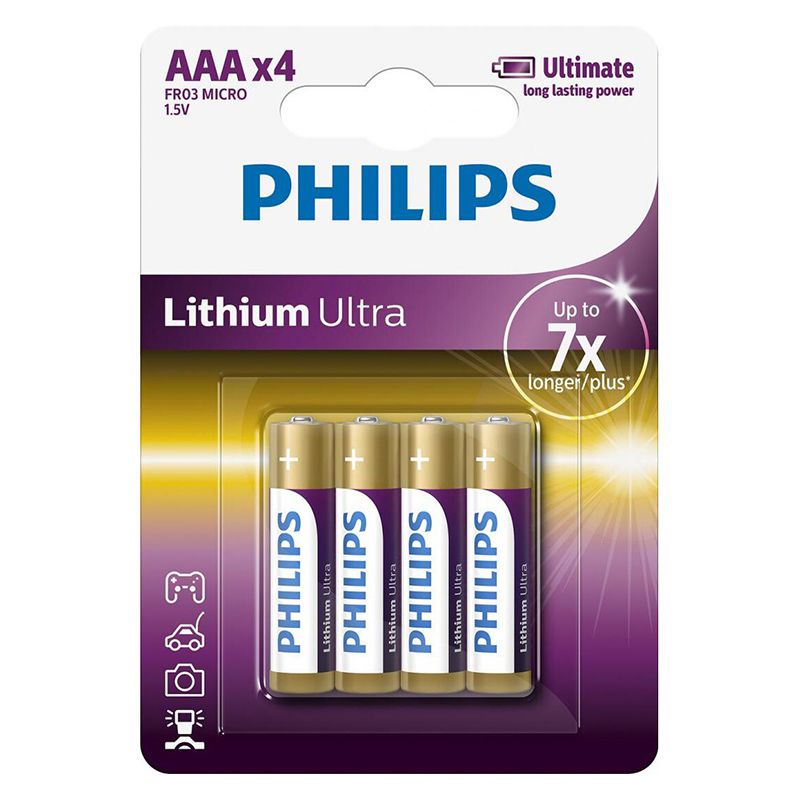 Set de 4 baterii cu litiu Lithium Ultra AAA 1,5 V Philips PH-FR03LB4A/1