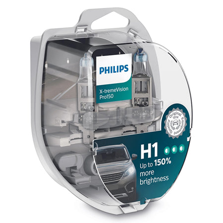 Set 2 becuri auto H1 X-tremeVision Plus 12 V 55 W cu până la 130% mai multă lumină Philips PH-H1X