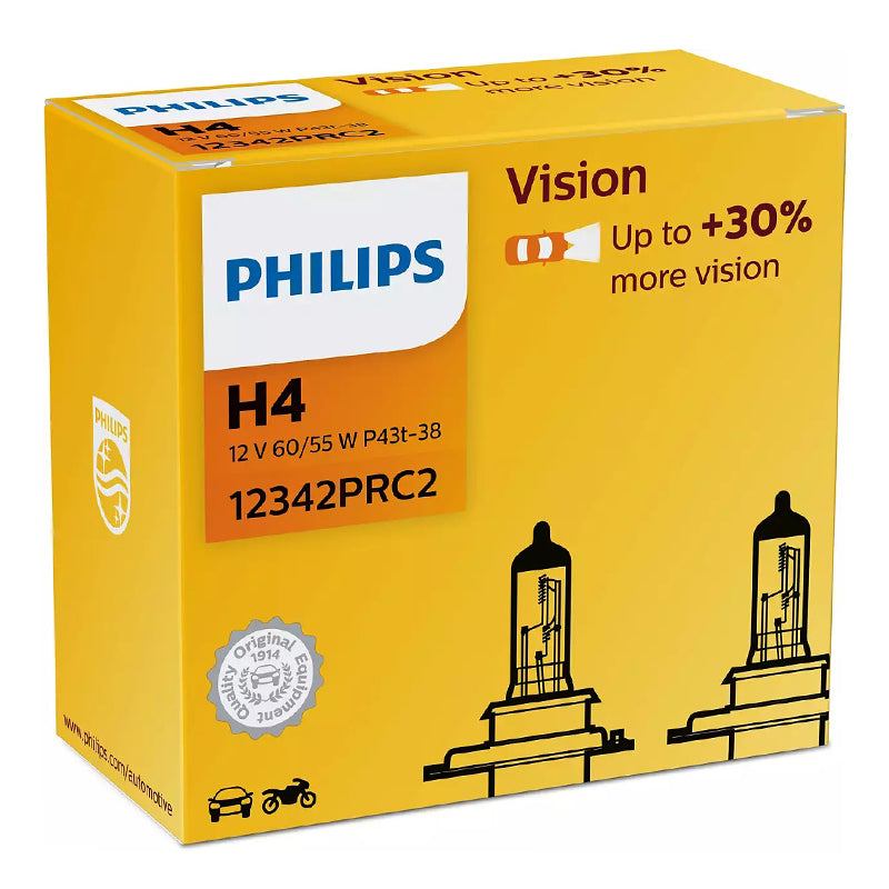 Set 2 becuri auto Vision H4 12 V 60/55 W cu soclu P43t-38 Philips PH-H4