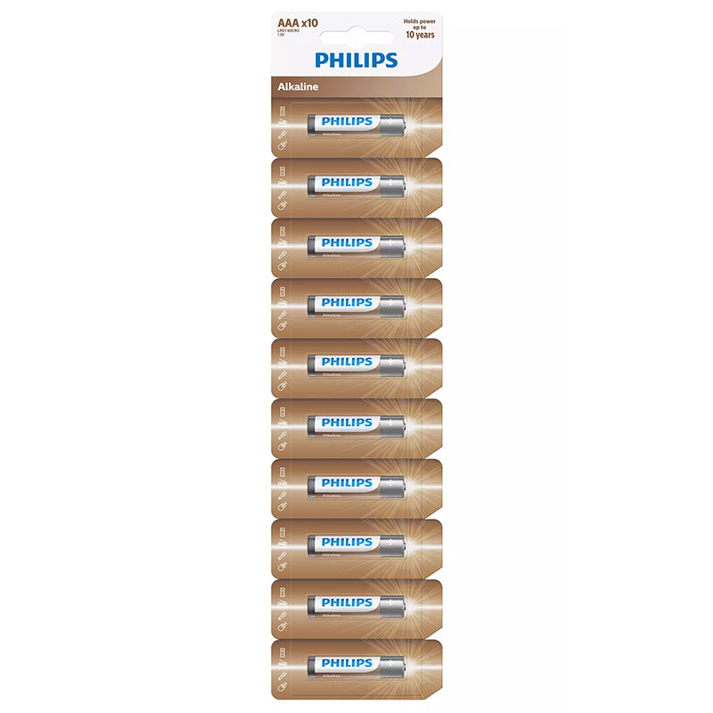 Baterii alcaline AAA LR03 de 1,5 V în blister, set 10 bucăți Philips PH-LR03AL10S