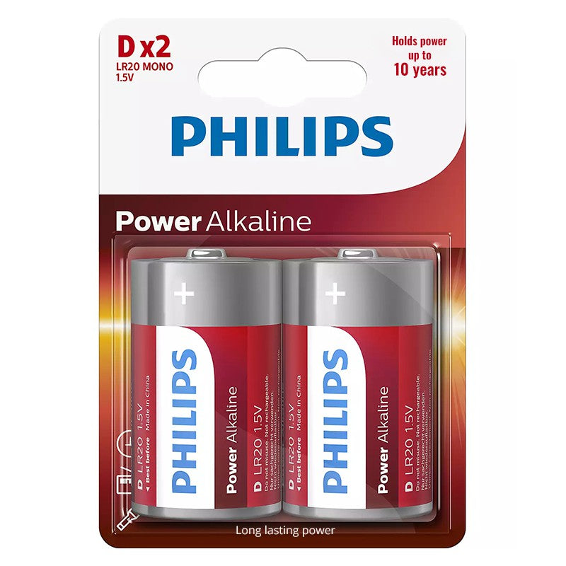 Set 2 baterii alcaline D LR20 de 1,5 V Philips PH-LR20P2B/10