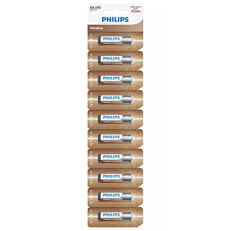 Set baterii alcaline AA LR6 cu 10 bucăți în blister Philips PH-LR6AL10S/1