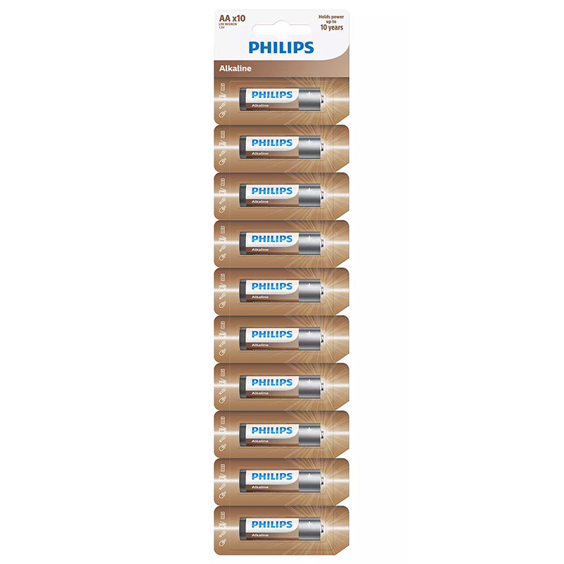 Set baterii alcaline AA LR6 cu 10 bucăți în blister Philips PH-LR6AL10S/1