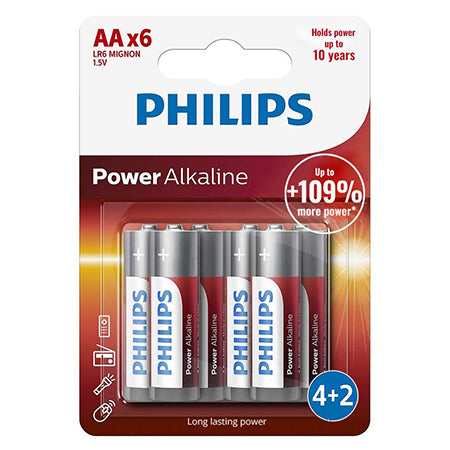 Set baterii alcaline AA LR6 de 1,5 V în blister cu 6 bucăți Philips PH-LR6P6BP/10