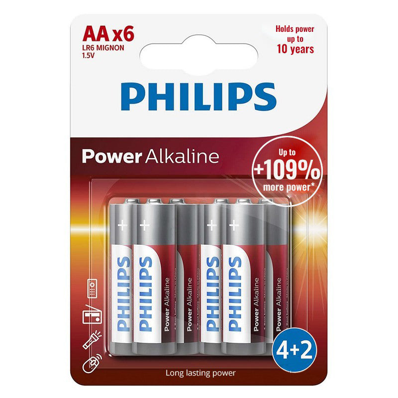 Set baterii alcaline AA LR6 de 1,5 V în blister cu 6 bucăți Philips PH-LR6P6BP/10