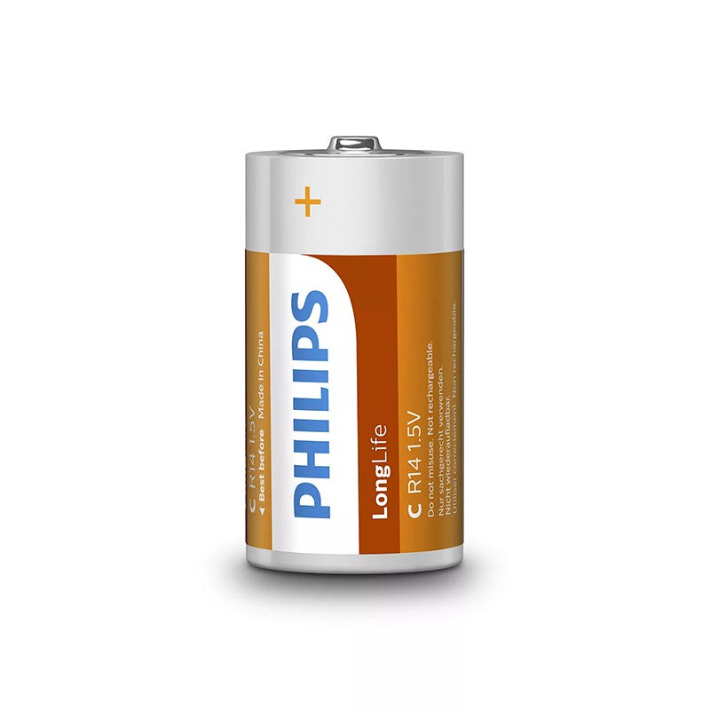 Set de 2 baterii R14 C LongLife de 1,5 V cu clorură de zinc Philips PH-R14L2B/10