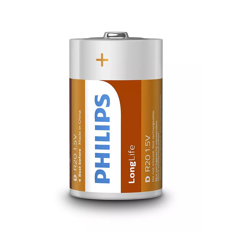 Set 2 baterii tip D R20 LongLife în blister Philips PH-R20L2B/10