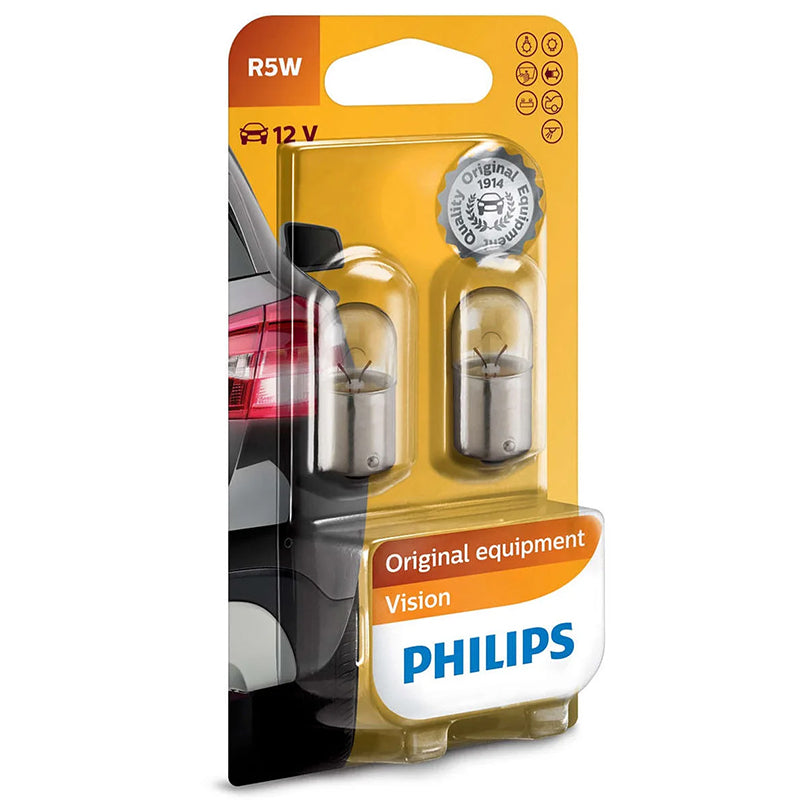 Set 2 becuri auto 12 V 5 W cu soclu BA15S Vision Philips PH-R5W