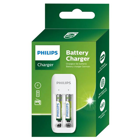 Încărcător USB pentru acumulatori AAA cu 2 acumulatori AAA 700 mAh incluși Philips PH-SCB2070NB