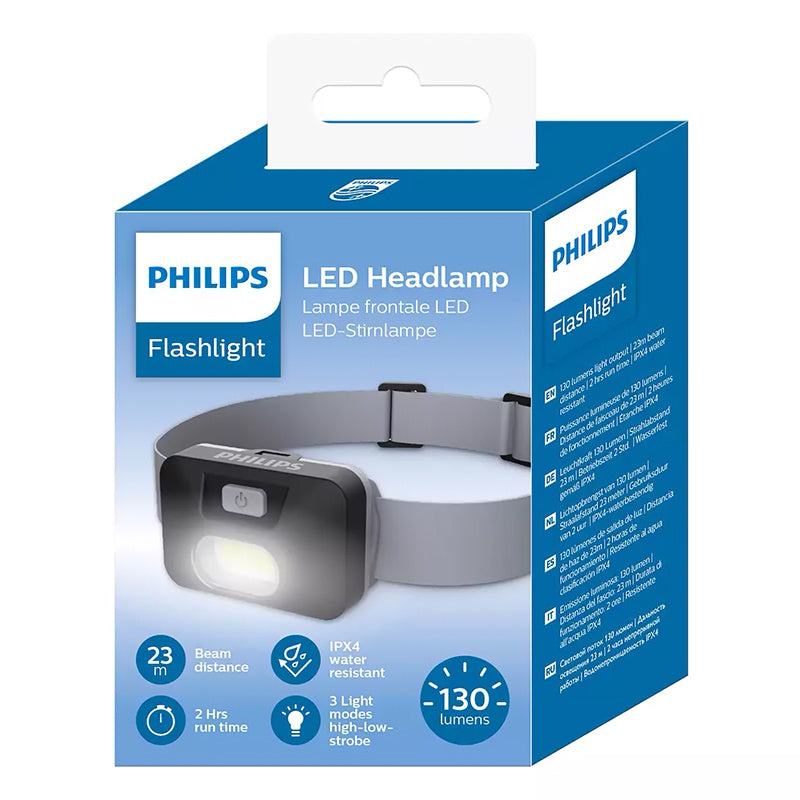 Lanternă frontală LED cu protecție IPX4 și 3 moduri de iluminare Philips PH-SFL1000H