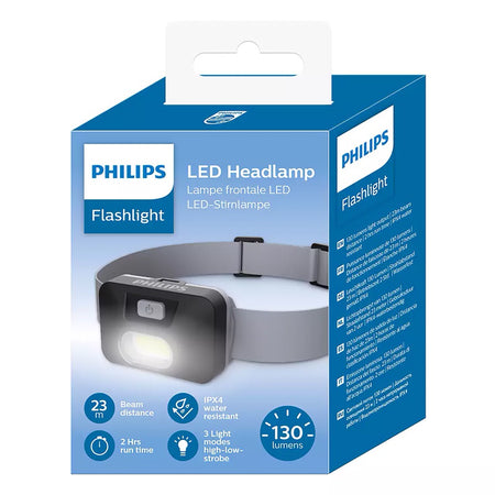 Lanternă frontală LED cu protecție IPX4 și 3 moduri de iluminare Philips PH-SFL1000H