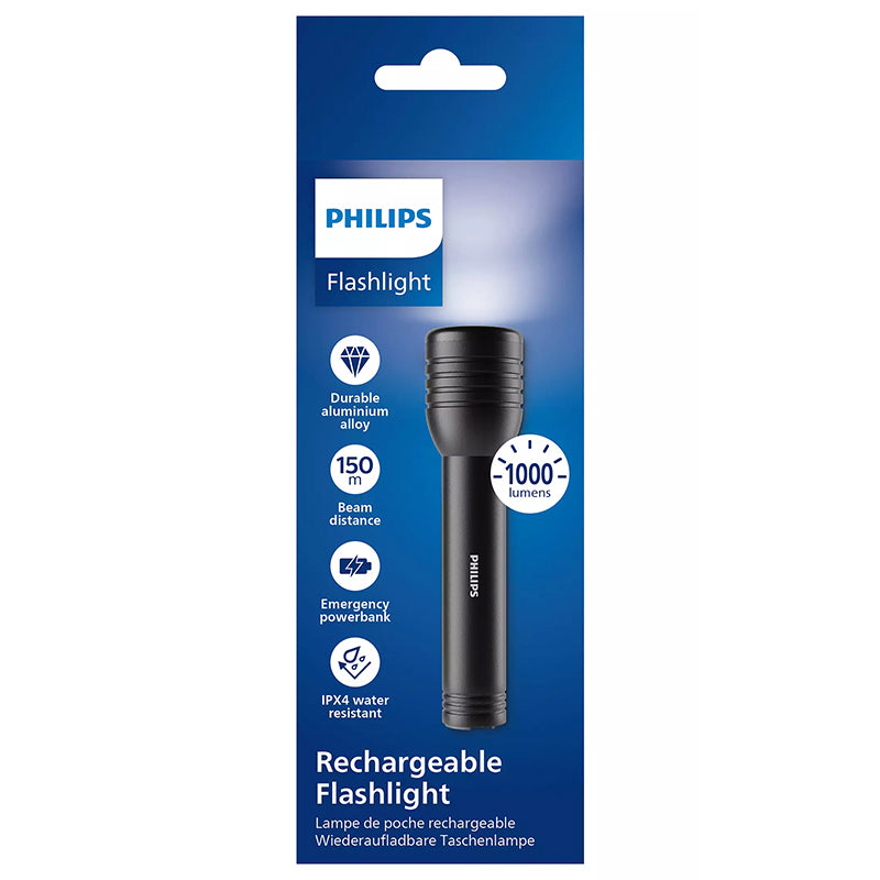 Lanternă LED reîncărcabilă IPX4 cu 1000 lumeni și distanță de iluminare de 150 m Philips PH-SFL7005R