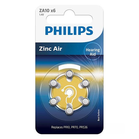 Set de 6 baterii auditive zinc-aer 1,4 V Philips PH-ZA10B6A/00