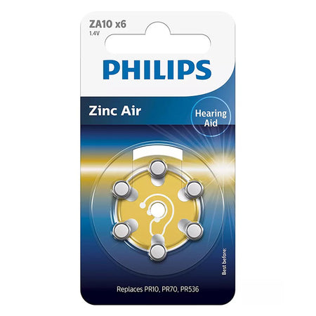 Set de 6 baterii auditive zinc-aer 1,4 V Philips PH-ZA10B6A/00