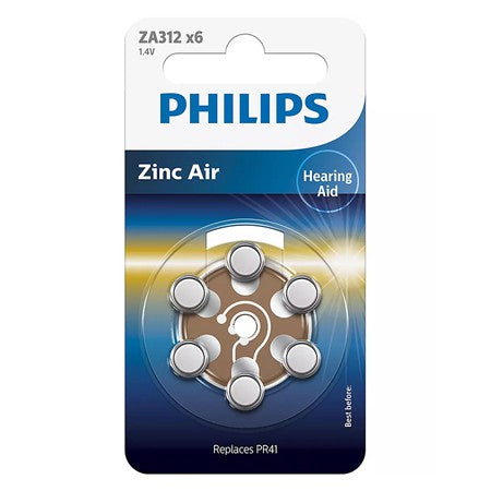 Set baterii auditive zinc-aer de 1,4 V cu 6 bucăți Philips PH-ZA312B6A/0