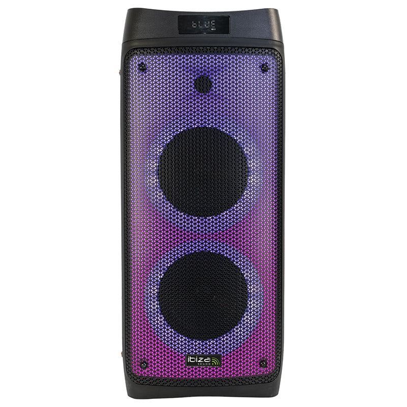 Boxă portabilă LED 2×6.5" 100 W Bluetooth, USB, microSD Ibiza Sound PHANTOM