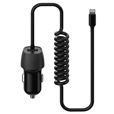 Încărcător auto cu cablu spiralat Lightning 3,4 A PLCRSL